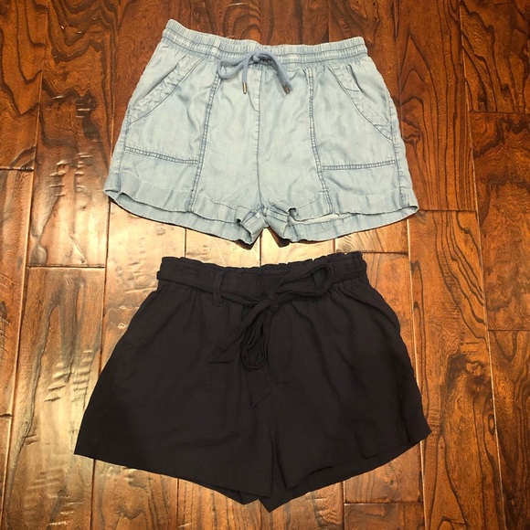 cotton bleu Pants - 2 Pairs - High Waisted Shorts